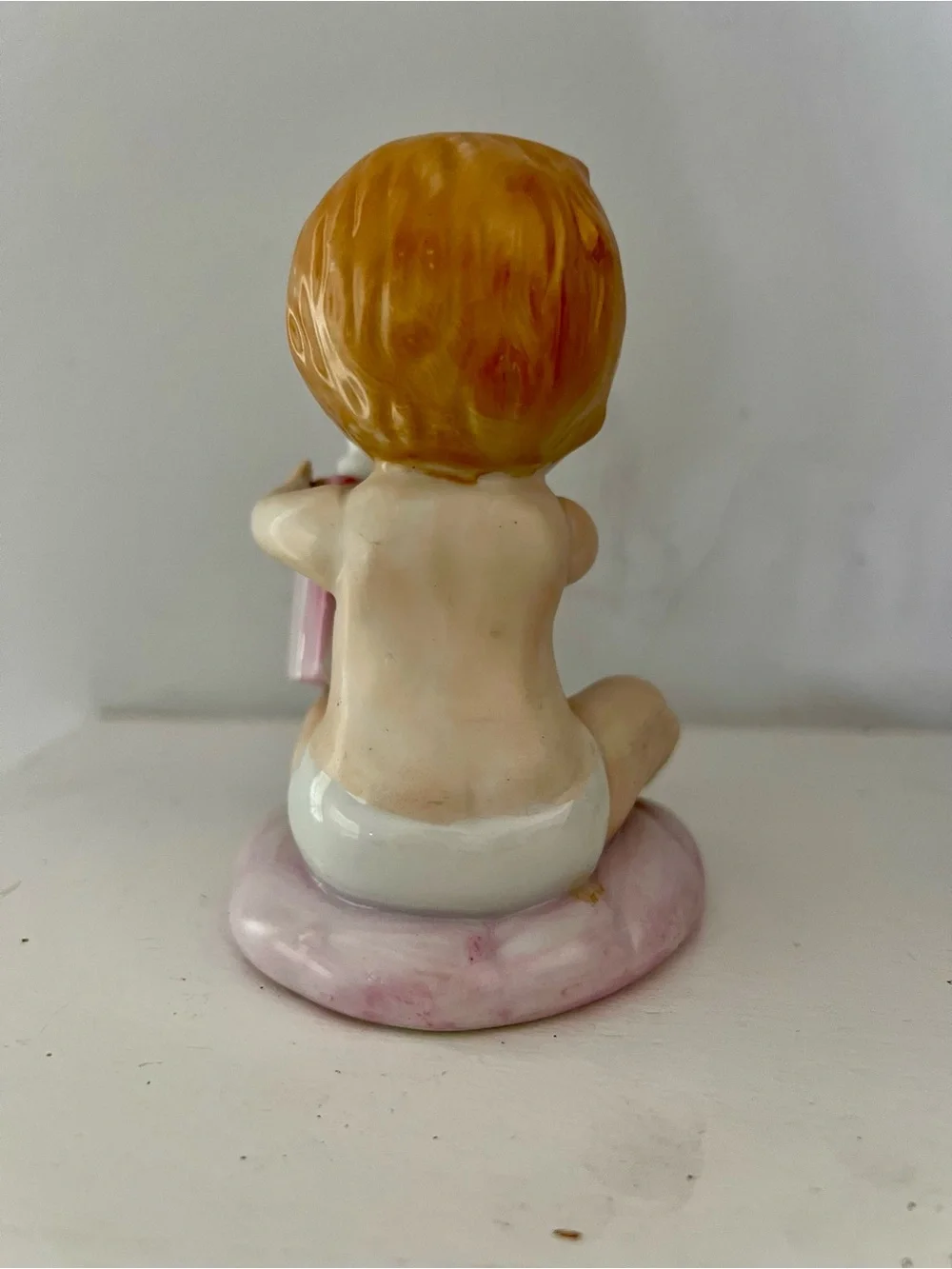 Pink Baby Figurine with Gift - Vintage Toma 5851